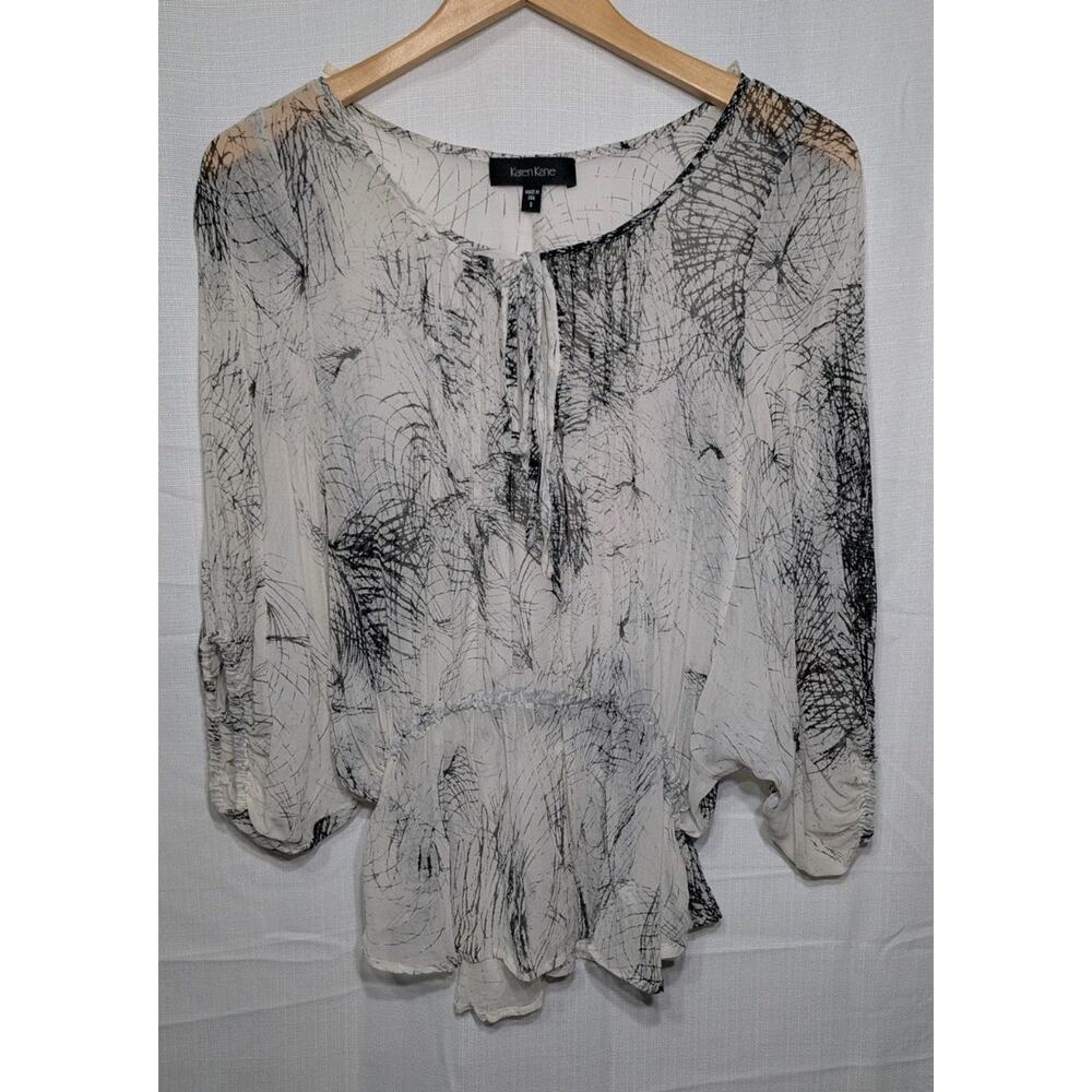 Karen Kane Women's Lightweight Sheer Silk Blouse Sz‎ Small Boho Balloon Sleeve